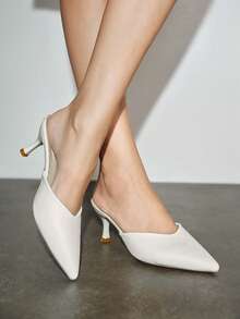 Bholvia 2026 Spring New Pointed Toe Stiletto High Heel Slippers, Suitable For Outdoor Wear - White - View 4