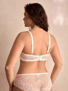 Charlaine Plus Size Women's Lace Casual Everyday Bra - White - View 3