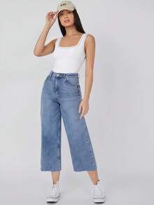 SHEIN BASICS Body ajustado de moda para mujer con diseño de remaches y cuello cuadrado - Blanco - Ver 5