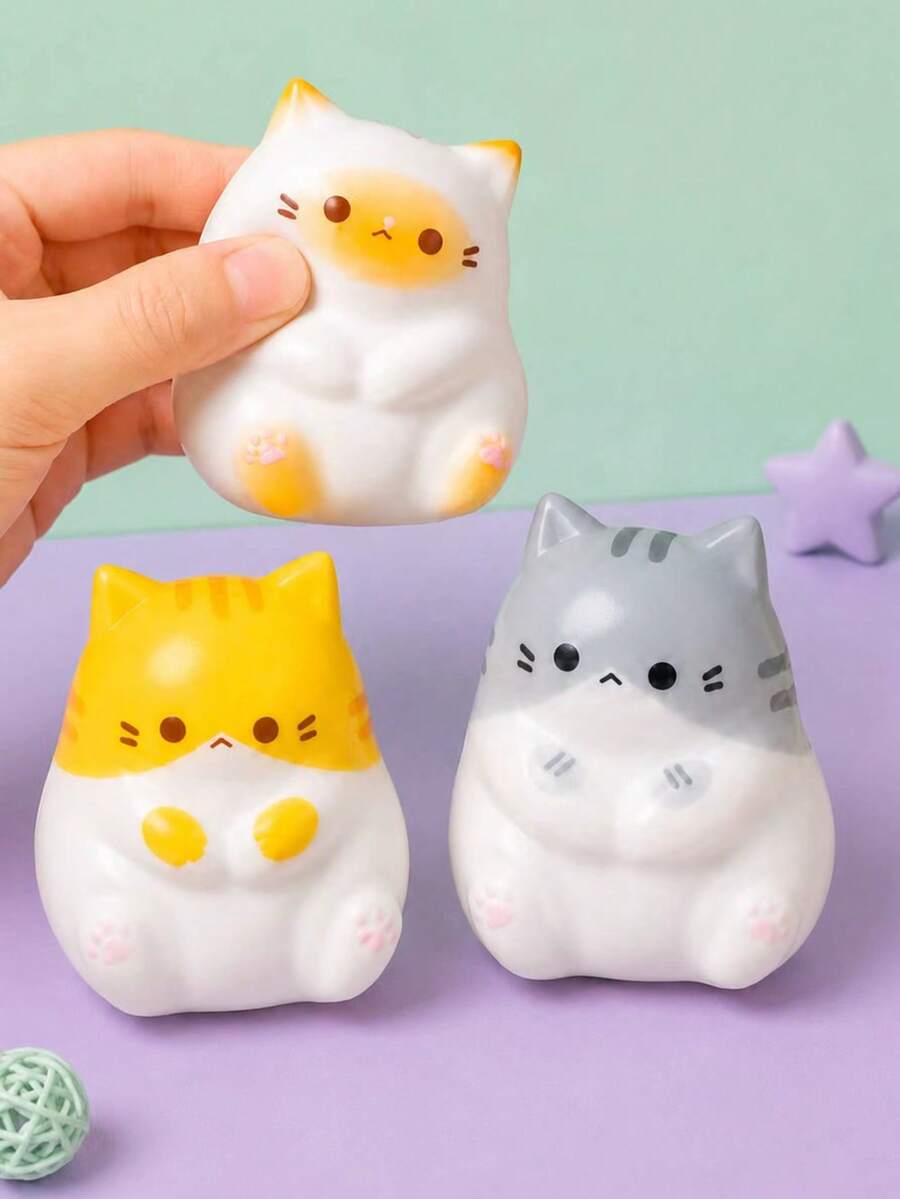 MINKOJA 猫咪套装,柔软硅胶可爱小猫咪,顶级减压玩具,男女老少皆宜的独特礼物,动物造型橡皮泥捏捏乐玩具,派对小礼物,青少年圣诞袜填充物 - 彩色 - 查看 1