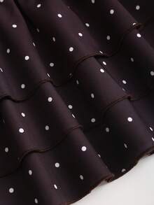 Sweetra Spring/Summer Sexy Vacation Style Romantic Vintage French Polka Dot Halter Neck Dress - Chocolate Brown - View 5