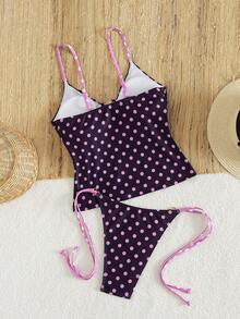 Swim Chiccia 女士海灘夏季音樂節細肩帶金屬飾品打結丁字褲成熟度假風分體比基尼套裝 - 彩色 - 查看 2