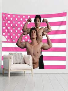1 Buah Kain Permadani Pemanas Motif Bendera Amerika Warna Pink Bahan Poliester Hiasan Dinding Hangat untuk Kamar Tidur Ruang Tamu Dekorasi Rumah Selimut Nyaman Perlengkapan Penting yang Harus Dimiliki - 1 buah - View 6