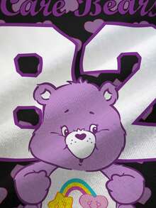SHEIN X Care Bears Áo thun ngắn tay cổ tròn in hình số hoạt hình dành cho nữ cỡ lớn, kiểu dáng thường ngày, đa năng. - trắng - Xem 7