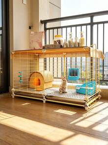 1pc Indoor Rabbit Villa With Tray Easy To Clean Pet Cage Guinea Pig Dutch Pig Mini Rabbit And Other Small Animals - Assembled Version - View 8