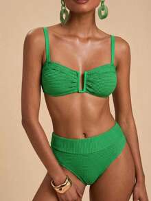 Travachic Conjunto de traje de baño minimalista de unicolor para mujer - Multicolor - Ver 8