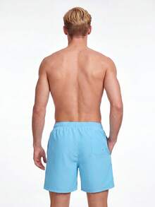 Manfinity KASUA Men's Solid Color Casual Beach Shorts - Baby Blue - View 2