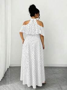 Elenzga 情人節大尺碼女款露肩荷葉邊A字優雅浪漫洋裝 - 彩色 - 查看 2