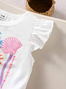 女嬰火烈鳥休閒可愛兩件套，附3D花朵裝飾 - 粉色 - 查看 6