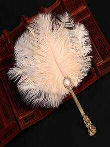 1pc Vintage Palace Luxury Fan Golden Handle Diamonds Pearls Hanfu Cheongsam Prop Elegant Hand Fan Banquets Balls Fashion Accessory Home Decor Women Day Gift Travel Essential Wedding Favor Bedroom Mothers Day Gift Summer Beach Decor - A - View 10