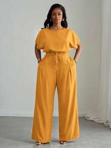 Slaydiva Koleksi Terbaru Musim Semi/Panas: Atasan Crop Top dan Celana Panjang Lebar dengan Saku, Warna Hijau, Elegan untuk Perjalanan, Pesta, Klub, dan Aktivitas Luar Ruangan - A - Mustard Yellow - View 7
