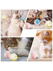 8 Mainan Penggoda Kucing Dilengkapi Lonceng, Cocok Untuk Anak Kucing Dalam Ruangan Untuk Bermain, Mengejar, Mengunyah, Mencakar, dan Melatih dengan Mainan Bola Plush - MultiWarna - View 4