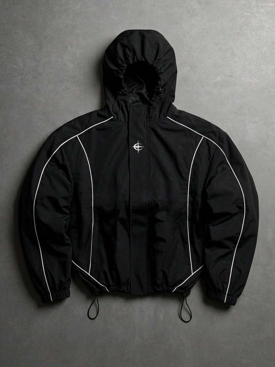 STYNVO Men's Cross Star Pattern Print Striped Hoodie Jacket - Black - View 1