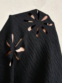 Weeklong Plus Size Summer Casual Elegant Solid Color Textured Hollow Elastic Waist Pants Vacation Black - Black - View 7