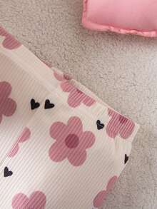 2 Piezas SHEIN Conjunto de Pijama de Recién Nacido con Patrón de Dibujos Animados Lindos, Cuello Redondo con Volantes, Manga Corta, Tejido Cómodo y Ajuste Cómodo (Dos Piezas) - Rosa Pálido - Ver 7