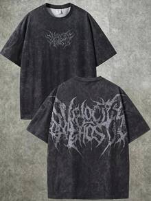 SHEIN 兒童青少年男孩盲盒 T-shirt,軟綿水洗色圓領休閒寬鬆大尺寸上衣,夏季上衣,適合春夏,夏季穿搭,海灘週末,返校季,畢業季,運動 - 灰色 - 查看 2