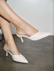 Bholvia 2026 Spring New Pointed Toe Stiletto High Heel Slippers, Suitable For Outdoor Wear - White - View 5