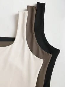 Sweetra Body casual de mujer de unicolor con tirantes anchos y fruncido - Multicolor - Ver 5