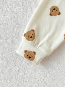 Baby Boy Cute Casual Fitted Cartoon Pattern Knit Long Sleeve Loungewear Set - Multicolor - View 4