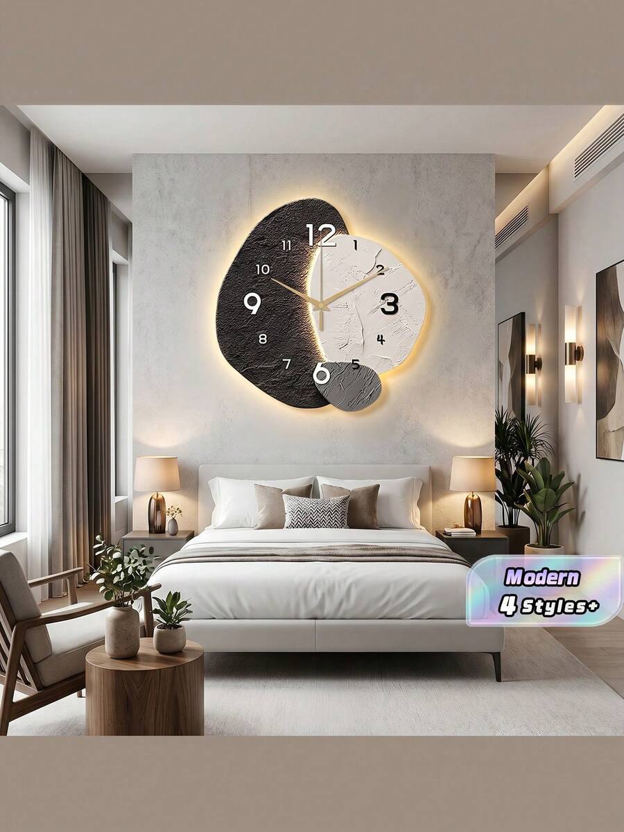 1 PIEZA Reloj de pared decorativo abstracto y creativo, movimiento de cuarzo súper silencioso, sin tic-tac, adecuado para decorar relojes en salas de estar, dormitorios, oficinas, restaurantes y cafeterías, regalo decorativo perfecto para amigos y familiares, decoración del hogar, decoración de la habitación - 1pc - Ver 1
