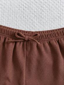 SHEIN 青少年女孩針織素色吊帶上衣與短褲6件組 - 彩色 - 查看 4
