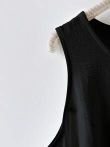 SHEIN LUNE CURVE Camiseta de tirantes de unicolor informal de talla grande, verano - Negro - Ver 3