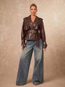Lumalex Women's Brown Casual Trench Coat Jacket For Daily Work - Brown - View 4