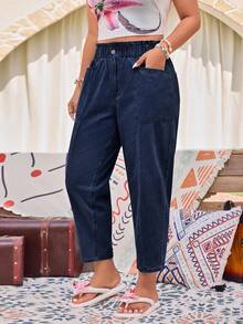 EMERY ROSE Pantalones casuales de moda con lavado al tobillo - Azul Marino - Ver 1