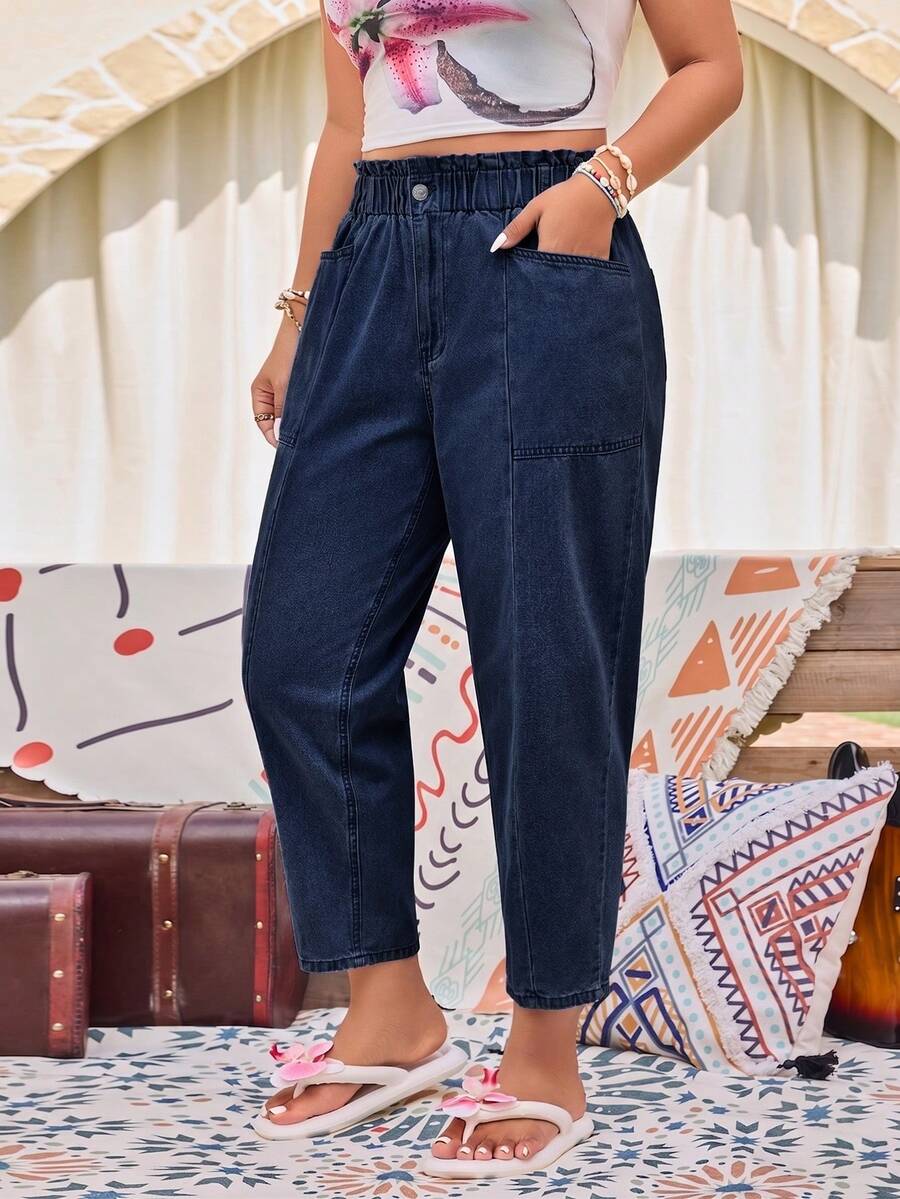 EMERY ROSE Pantalones casuales de moda con lavado al tobillo - Azul Marino - Ver 1