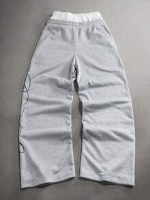 PAVTROS Pantalones de chándal casuales para hombre con cintura elástica y cordón, pierna recta - Gris - Ver 2