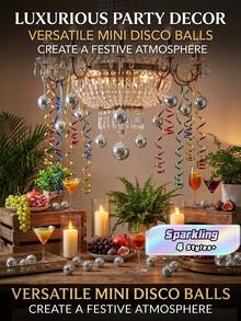 20-Pack Mini Disco Balls - 70s Retro Silver Reflective  Ornaments For Aesthetic Room Decor, Wedding, Party, Christmas Holiday Decoration Bedroom Decor Home Decor Wall Decor - Clear - View 2