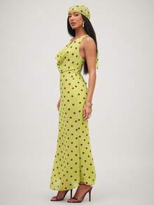 NYA SZN Dress Maxi Length Head Scarf Cowl Neck Dress - Green - View 5