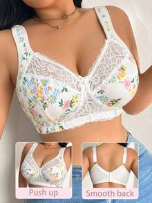 DesireSculpt Bralette de talla grande con patchwork de encaje sin aros 1 pieza - Multicolor - Ver 4