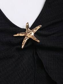 Sweetra Setelan 2 Potong Atasan Crop Top V-Neck Tanpa Punggung Seksi & Rok Mini Dekorasi Kancing Logam Vintage, Kasual untuk Liburan, Kencan, Gaya Eropa dan Amerika - Hitam - View 3
