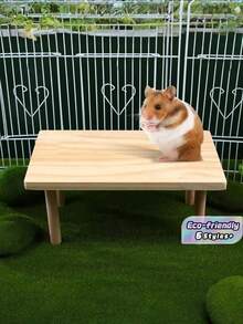 1-Piece Hamster 2-Tier Activity Platform, Natural Rattan & Wood Climbing Exploration Exercise Toy For Cage, Enrichment Center For Dwarf Rabbits Gerbils Must Have - Multicolor - View 1