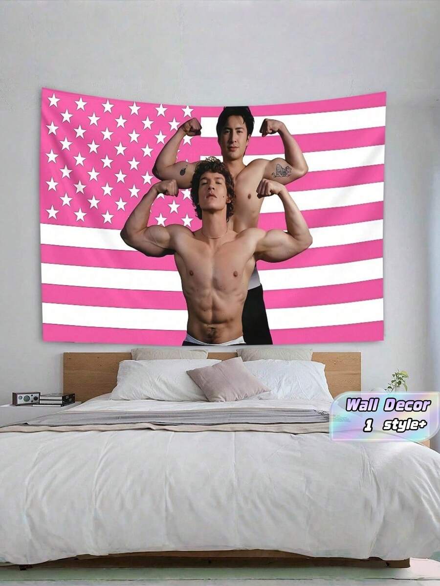 1 Buah Kain Permadani Pemanas Motif Bendera Amerika Warna Pink Bahan Poliester Hiasan Dinding Hangat untuk Kamar Tidur Ruang Tamu Dekorasi Rumah Selimut Nyaman Perlengkapan Penting yang Harus Dimiliki - 1 buah - View 1
