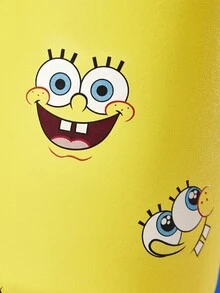 SpongeBob SquarePants | SHEIN 40oz 帶手柄保溫杯，真空隔熱水壺，不鏽鋼旅行馬克杯，車用馬克杯 - 黃色 - 查看 7