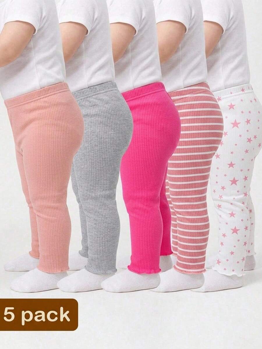 Bubblio Quần len dệt họa tiết chấm bi & ngôi sao, lưng thun, phong cách thường ngày dễ thương đa năng cho bé gái - Nhiều màu - Xem 1