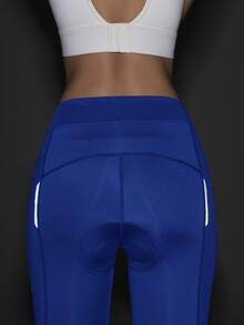 In My Nature Women's Slim Fit Printed High Waist Bicycle Sports Pants - Blue - View 5