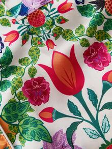 Chillnights Ensemble de pyjama pour femmes grande taille, col à revers, ouverture devant, imprimé oiseau, plante, floral et ananas, jeune, énergique et intéressant - Multicolore - Voir 8