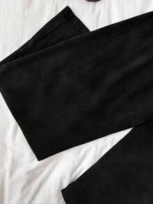 Attitoon 女士休闲低腰直筒运动裤，适合夏季穿着，水洗效果 - 黑色 - 查看 3