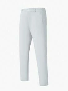 Manfinity Mode Celana Kasual Pria Smart Casual Serbaguna dengan Kancing dan Saku, Cocok untuk Bisnis dan Kantor, Warna Abu-abu Muda, Gaya Klasik, Santai Sehari-hari, Hadiah Pesta Liburan - Light Grey - View 3