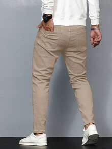 IRON GLYPH Men's Solid Color Jeans - Khaki - View 2