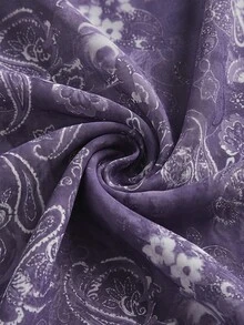 ROMWE Fairycore Falda acampanada de mujer talla grande con estampado de malla de estilo bohemio - Morado - Ver 4
