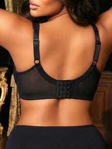 Divavoom 1pc Plus Size Lace Patchwork Wireless Bra - Black - View 2