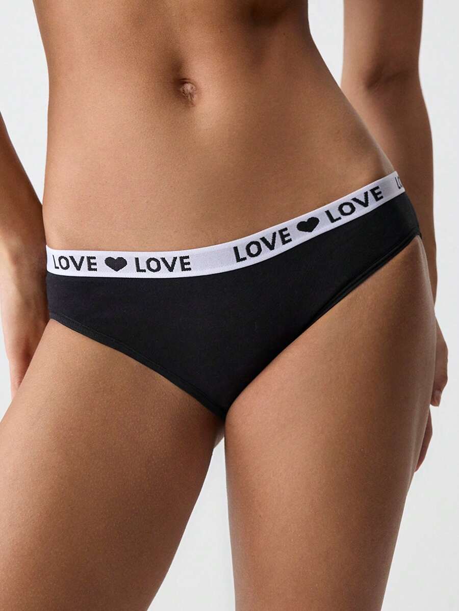 Loungeista 6pcs/Pack Women's Low Waist Panties Set, Letter Waistband, Comfortable, Sexy Seamless Underwear, Solid Color Shorts, Suitable For Halloween, Autumn