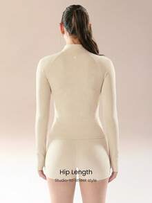 GLOWMODE FeatherFit™ For DD+ Slim-It Streamline Performance Secure Pockets Zip Up Long Sleeve Jacket Low Impact Yoga Daily Fall - Pearl White - View 3