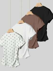 Resyla Women's Round Neck Short Sleeve Casual Versatile T-Shirt - Multicolor - View 2