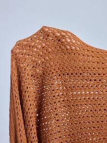 Barévion Robe moulante sans bretelles avec découpe en maille, détail de bague en métal, design fendu sexy, élégante pour les rendez-vous - Marron - Voir 9