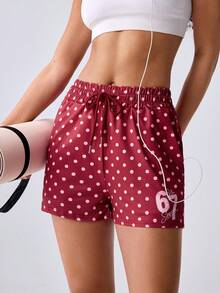 Loungeista 2pcs Solid Color Elastic Waist Drawstring Casual Sports Shorts - Multicolor - View 7